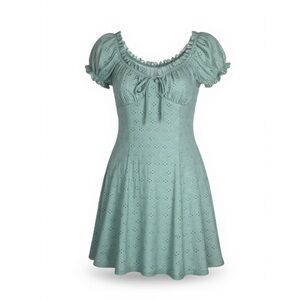 Heart & Heels Women’s Sage Green Eyelet Milkmaid Mini Dress Coquette, Size XL